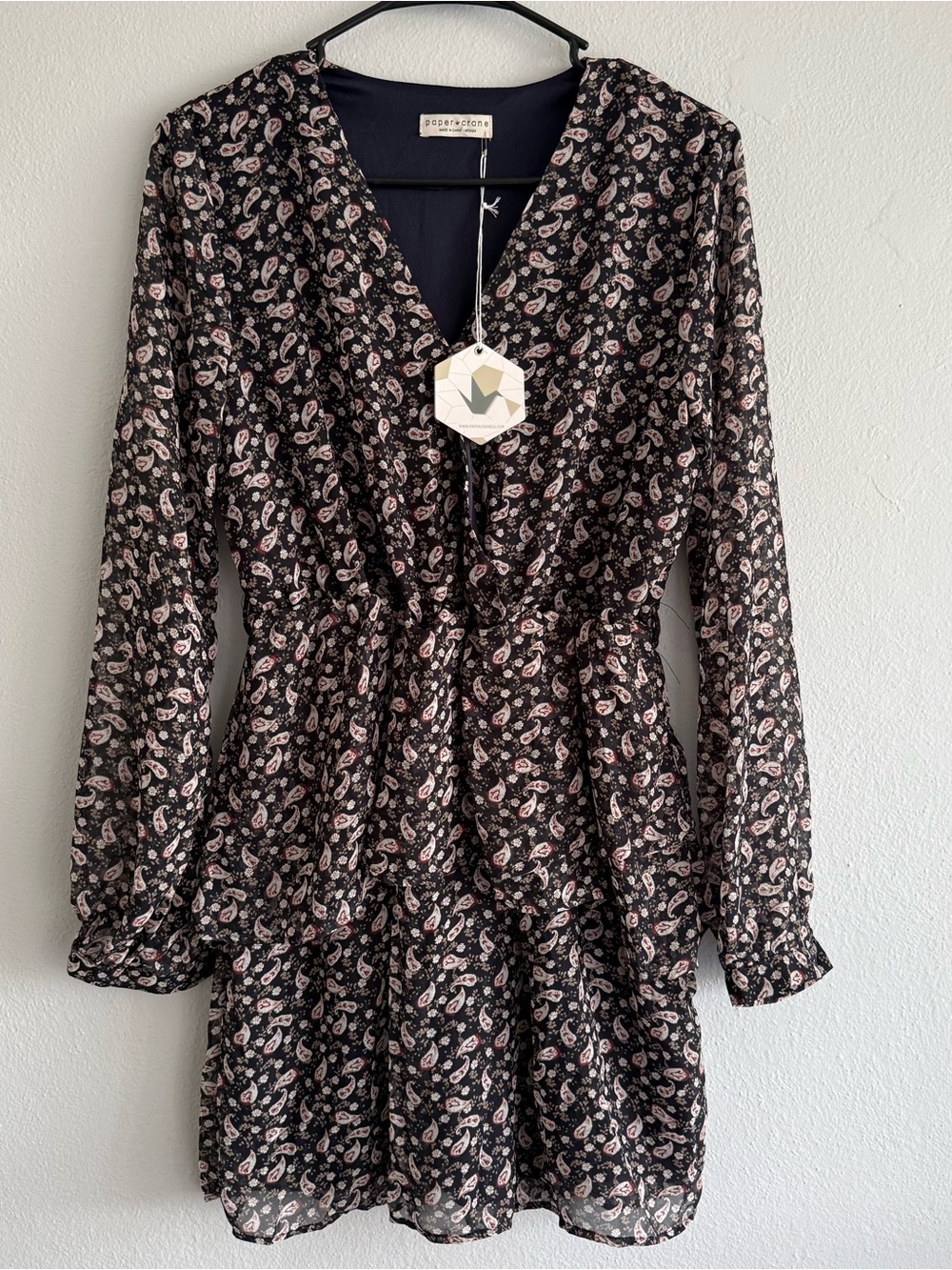 NWT Paper Crane Long-Sleeve V-Neck Romper - Size Medium